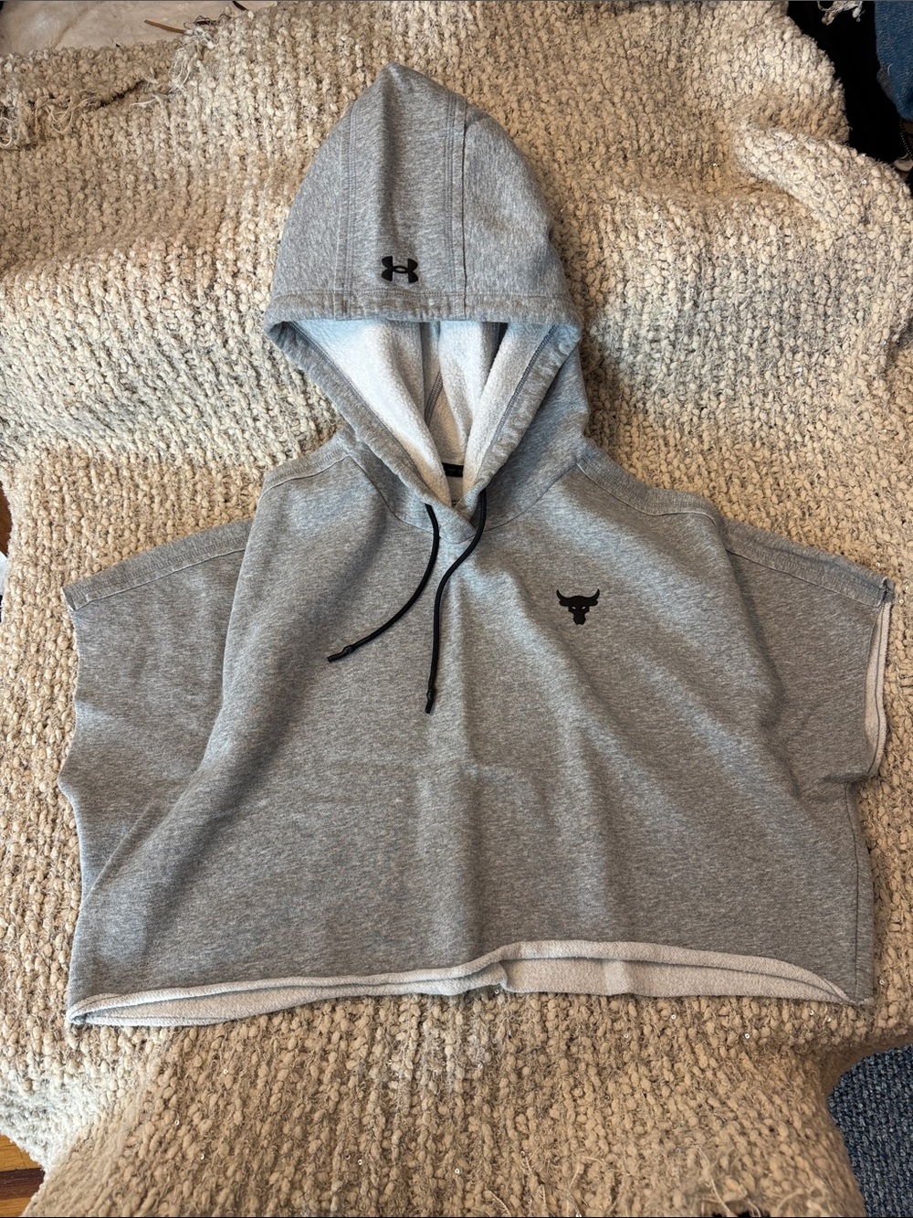 Under Armour Project Rock Cropped Hooded Pullover with Black Logos